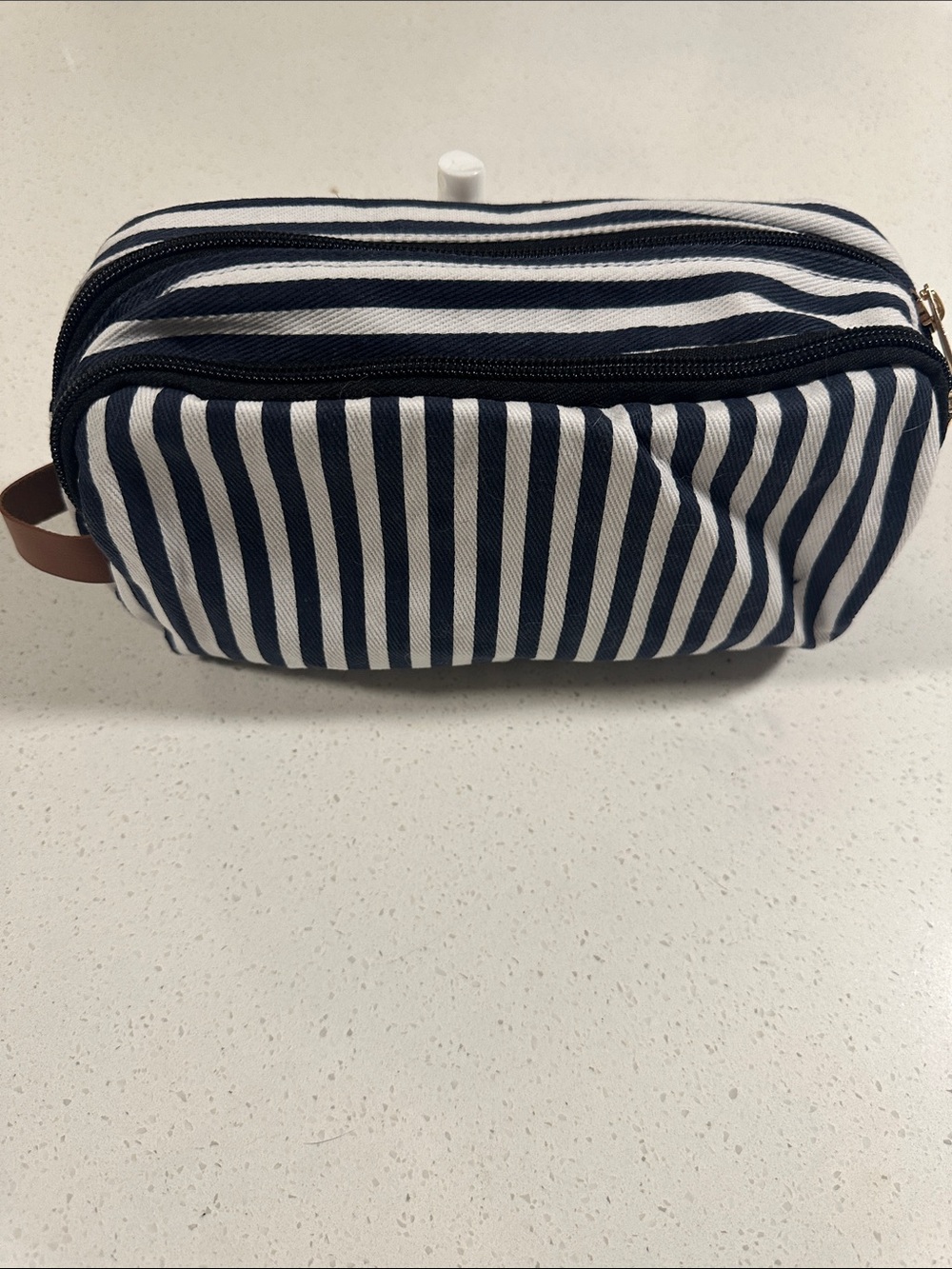 Striped Navy and White Men's Travel Dopp Kit, NWOT